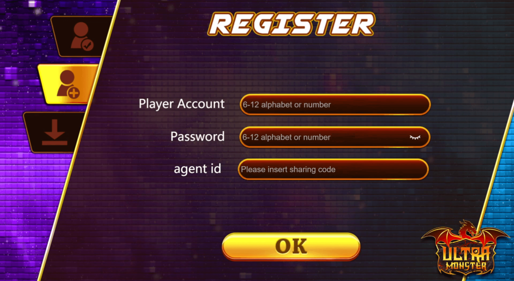 register at ultra monster game